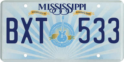 MS license plate BXT533