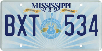 MS license plate BXT534