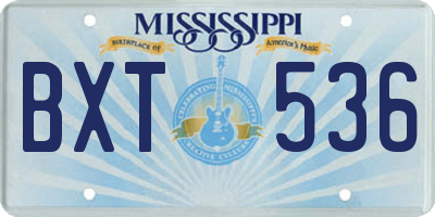 MS license plate BXT536