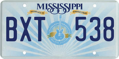 MS license plate BXT538
