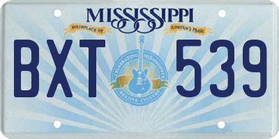MS license plate BXT539