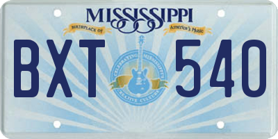 MS license plate BXT540