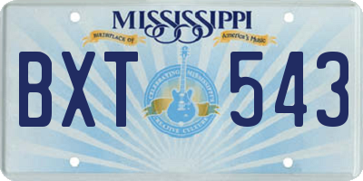 MS license plate BXT543