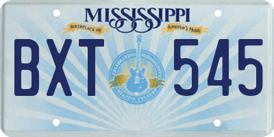 MS license plate BXT545