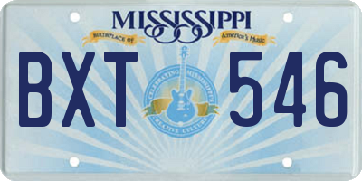 MS license plate BXT546