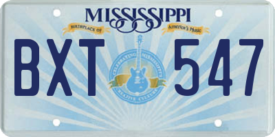MS license plate BXT547