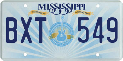 MS license plate BXT549
