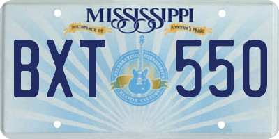 MS license plate BXT550