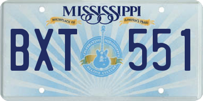 MS license plate BXT551