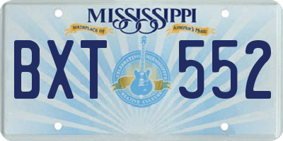 MS license plate BXT552