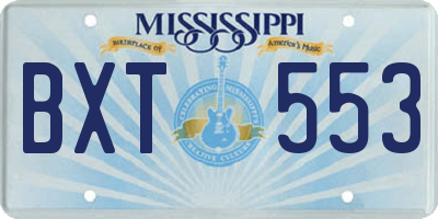 MS license plate BXT553