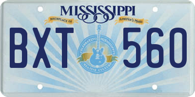 MS license plate BXT560
