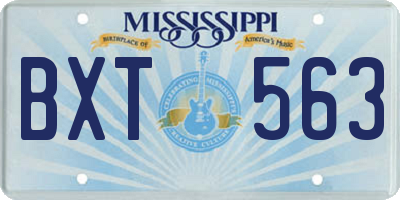 MS license plate BXT563