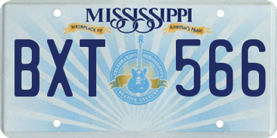 MS license plate BXT566
