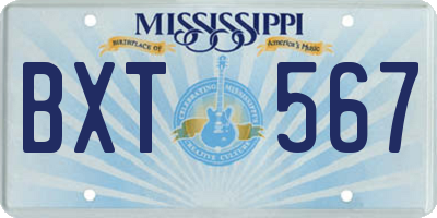 MS license plate BXT567