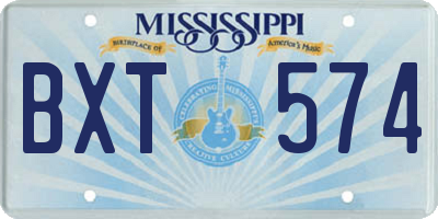 MS license plate BXT574