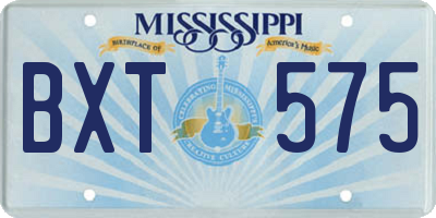 MS license plate BXT575