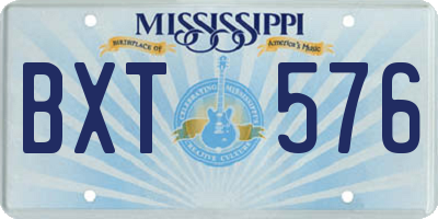MS license plate BXT576