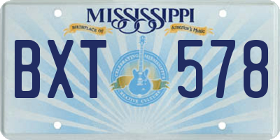 MS license plate BXT578