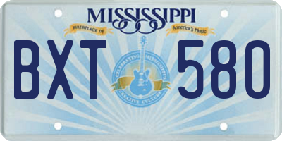 MS license plate BXT580