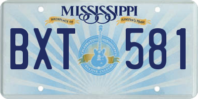 MS license plate BXT581