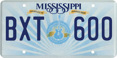 MS license plate BXT600