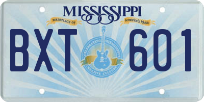 MS license plate BXT601