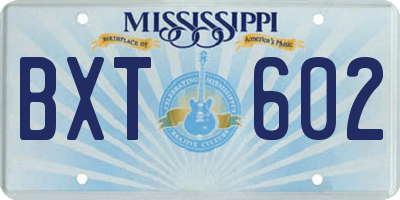 MS license plate BXT602