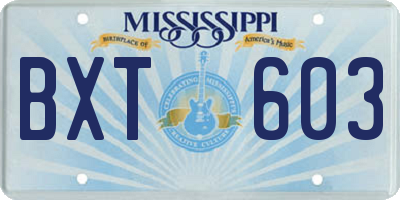 MS license plate BXT603