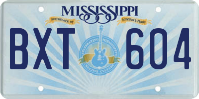 MS license plate BXT604