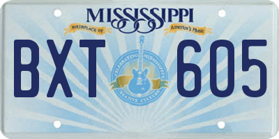 MS license plate BXT605
