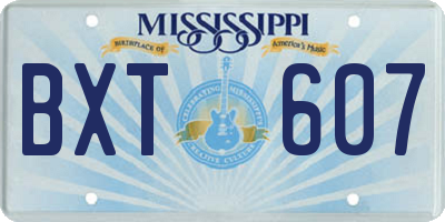 MS license plate BXT607