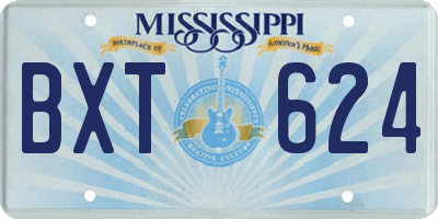 MS license plate BXT624