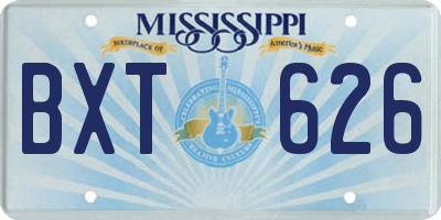 MS license plate BXT626