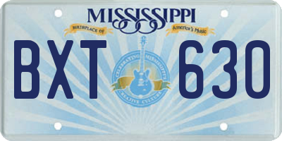 MS license plate BXT630