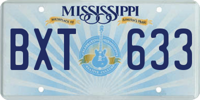MS license plate BXT633