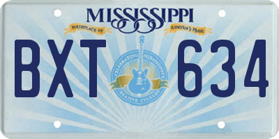 MS license plate BXT634