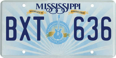 MS license plate BXT636
