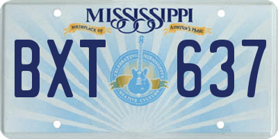 MS license plate BXT637