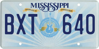 MS license plate BXT640