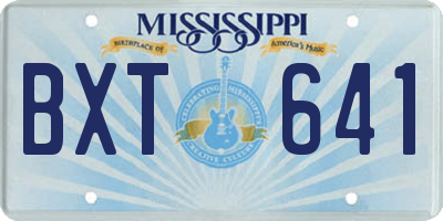 MS license plate BXT641