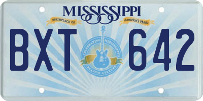 MS license plate BXT642