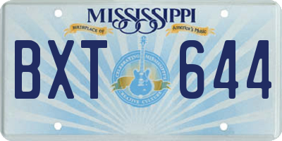 MS license plate BXT644