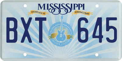 MS license plate BXT645