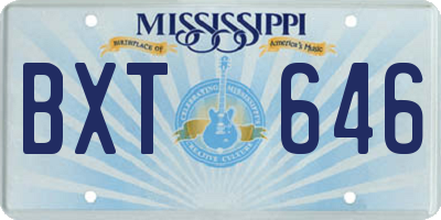 MS license plate BXT646