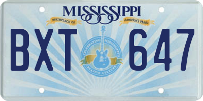 MS license plate BXT647