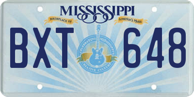 MS license plate BXT648