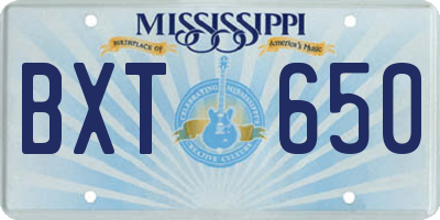 MS license plate BXT650