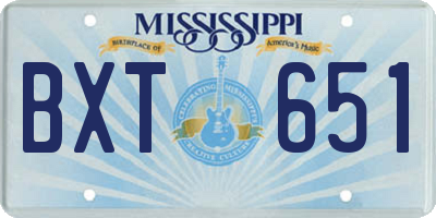 MS license plate BXT651