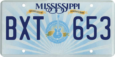 MS license plate BXT653